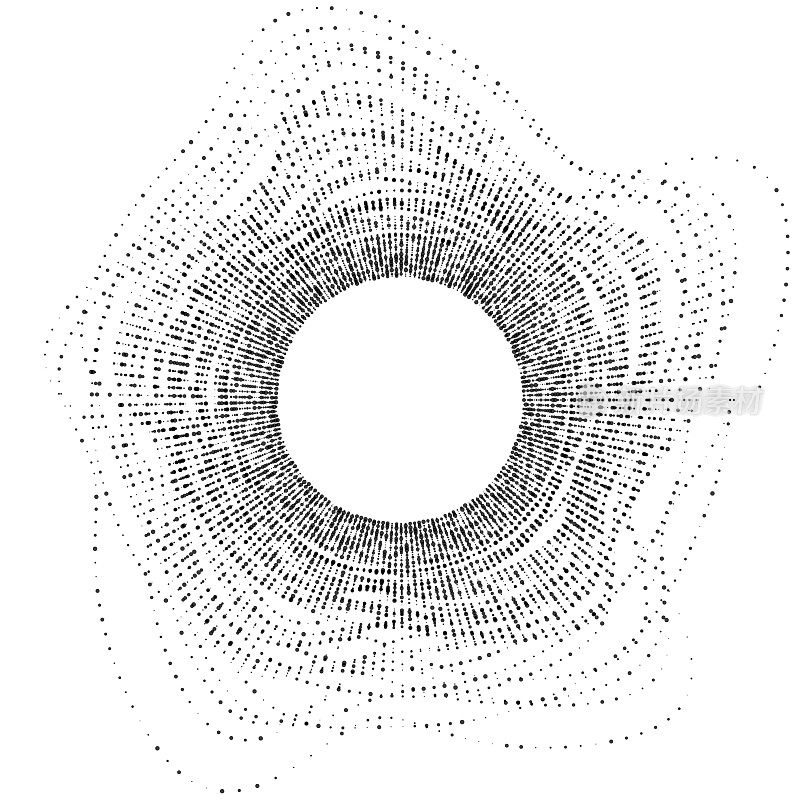 圆点的波浪状同心圆形图案，中间有中空的空间。