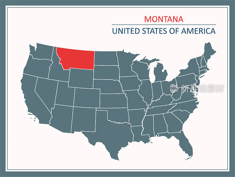 蒙大拿轮廓矢量地图美国可打印