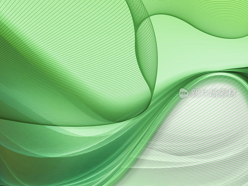 抽象创作的脆弱和柔软的浅绿色曲线线。