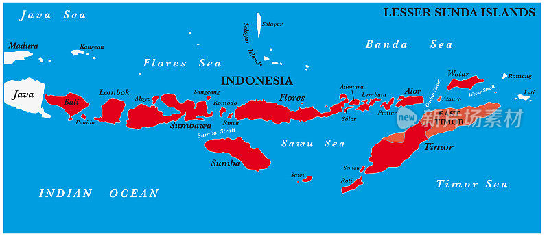 马来群岛的小巽他群岛地图