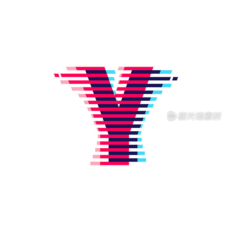 Y字母标志与充满活力的线条glitch效果。
