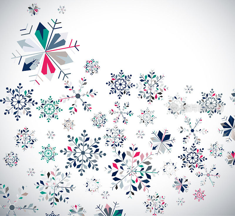 向量圣诞彩色雪花形状华丽的旗帜图案背景为设计