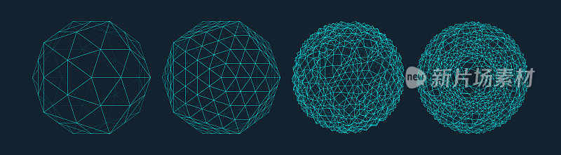 球体与连接线。全球数字连接。线框图说明。摘要三维网格设计。技术风格。