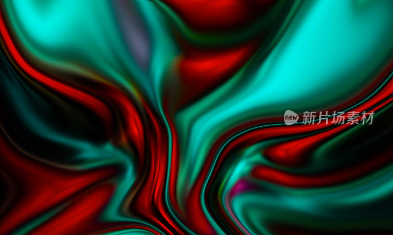 金属抽象波状液体背景。豪华绿红黑框架布局设计技术创新。