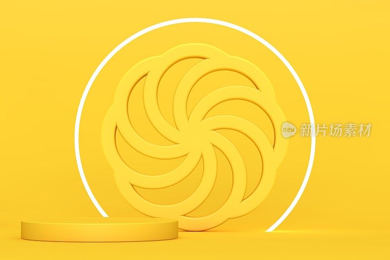 黄色的空白场景,空旷的产品展示舞台