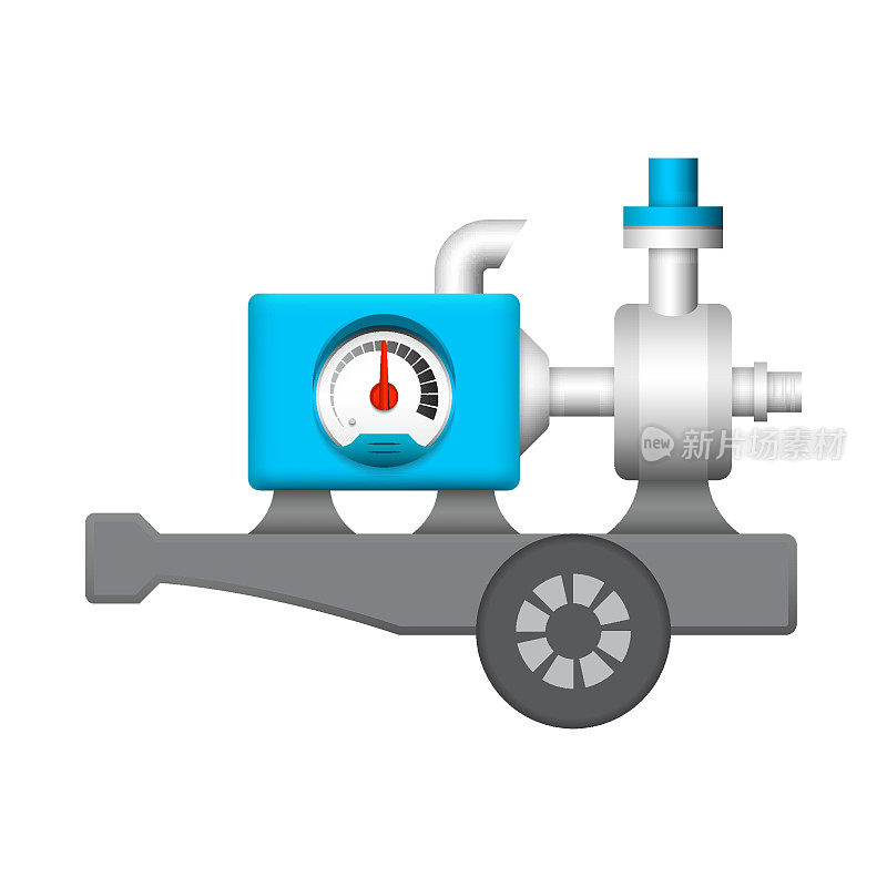 便携式水泵矢量插图设计孤立在白色背景上。