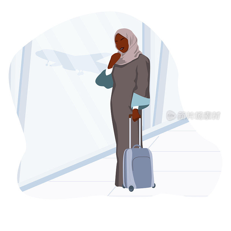 一位穆斯林女商人在机场