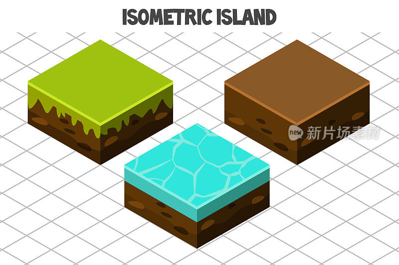 2D游戏的等距岛。块土地性质