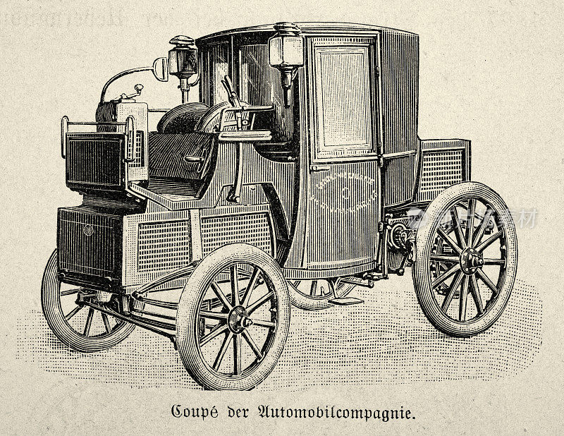 早期汽车的复古插图，19世纪90年代，19世纪，运输历史，汽车
