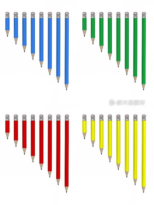 画铅笔——四种颜色和八种长度
