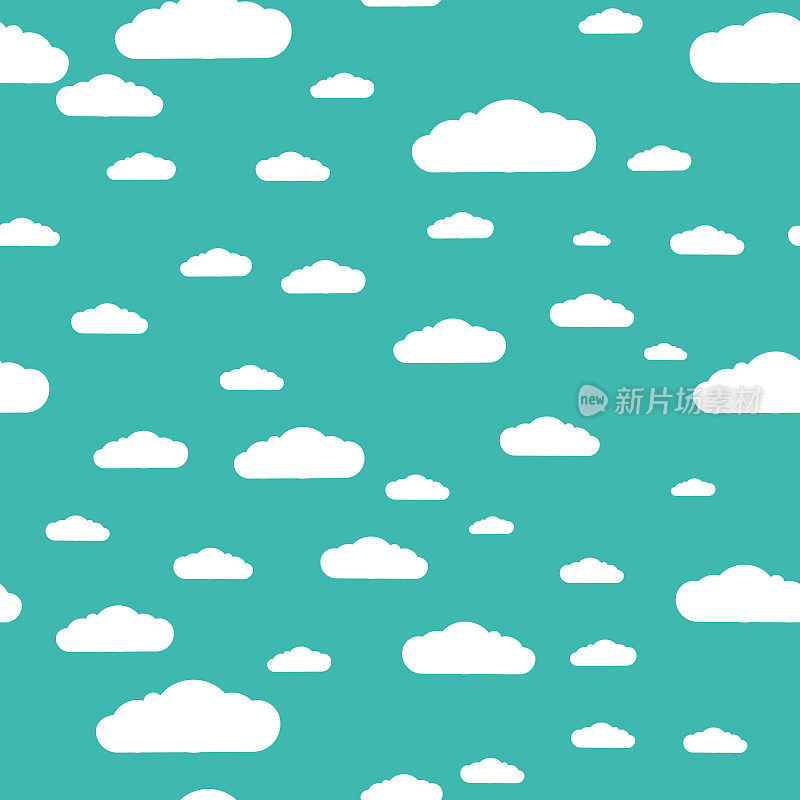 无缝模式。云。白云图案，蓝色背景。可用于壁纸，填充，礼品包装，小册子包装，绘图，网页背景，表面纹理
