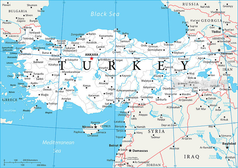 地图土耳其-矢量