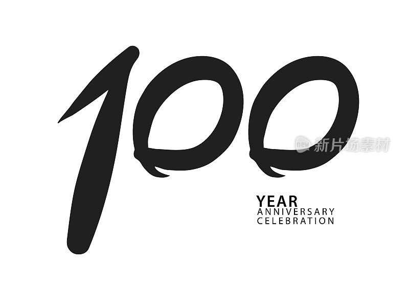 100周年庆典黑色彩色logo矢量，100号设计，100岁生日邀请函，logo数字设计矢量插画