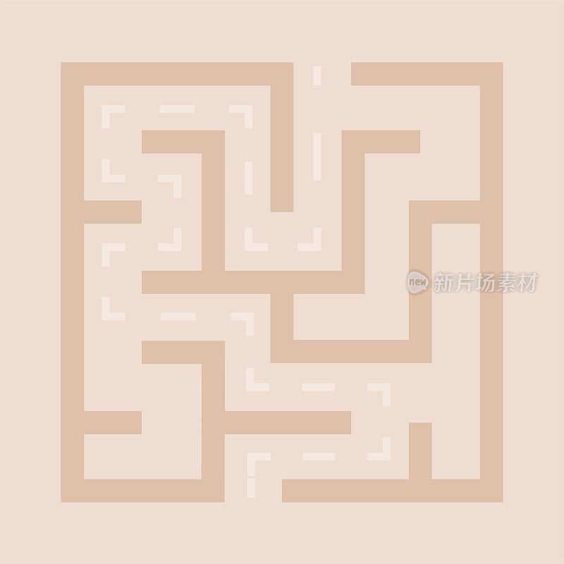 抽象的迷宫。找到正确的道路。孤立的简单方形迷宫黑线白底。矢量插图。