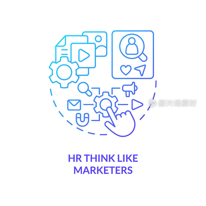 HR认为像营销人员蓝色渐变概念图标