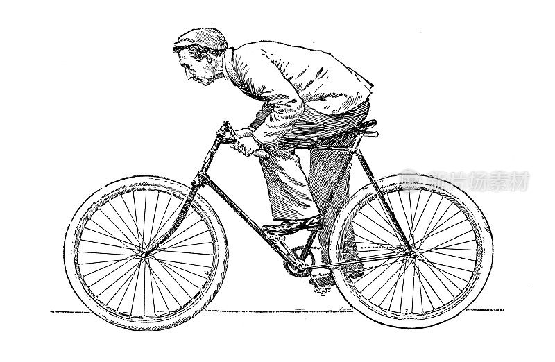 古董运动插画:街头自行车