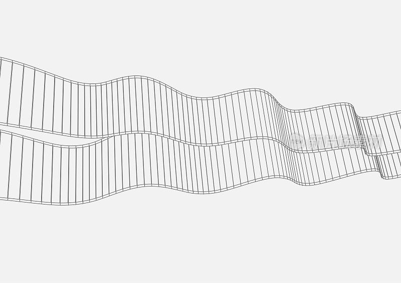 抽象的黑白波浪条纹线条设计背景