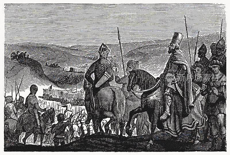 霍洛芬尼斯战役(朱迪思2)，木版画，1835年出版