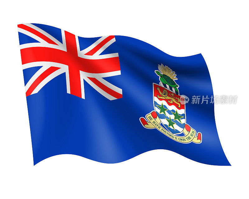 开曼群岛-矢量挥舞现实的旗帜。开曼群岛白底旗