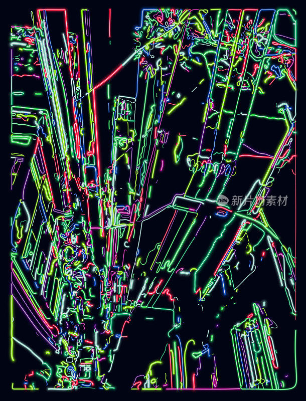 矢量LED光颜色迷幻霓虹效果网络风格城市梦幻般的环境场景背景