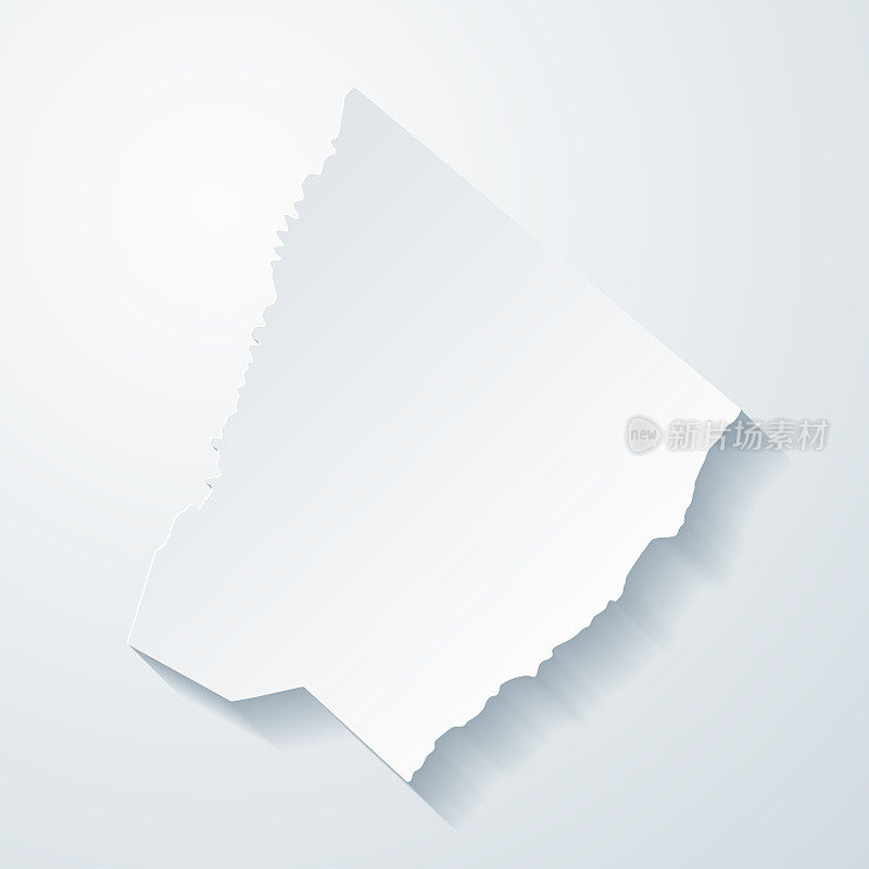 弗吉尼亚州克拉克县。地图与剪纸效果的空白背景