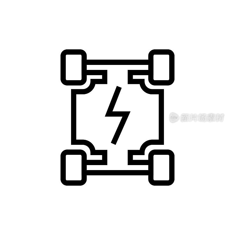 电动汽车电池线图标。
