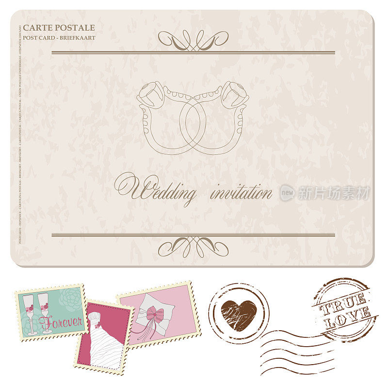 婚礼明信片及邮票