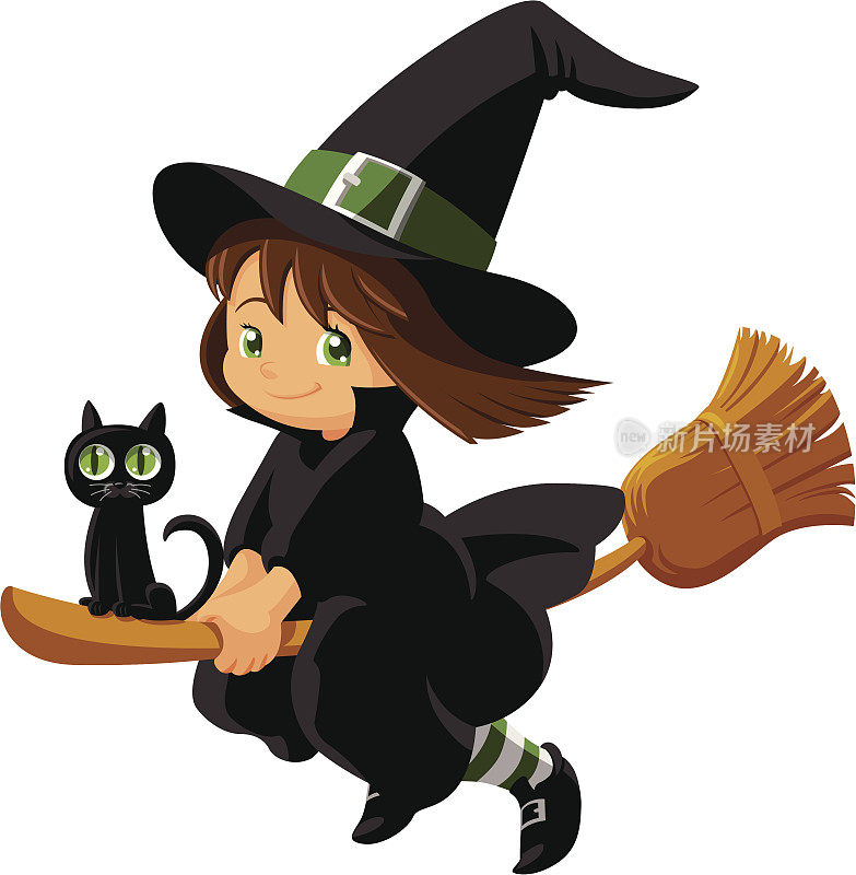 小女孩女巫-巫师与魔法扫帚