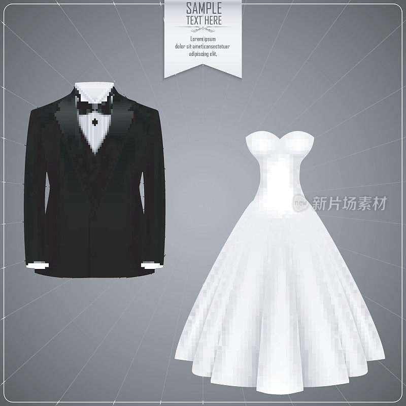 黑色燕尾服和白色新娘礼服