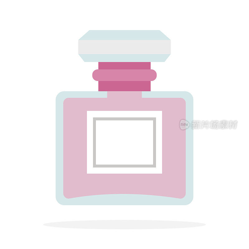 粉色香水矢量平面材料设计孤立对象上的白色背景。