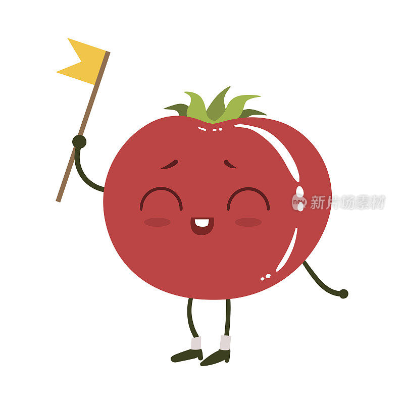 番茄可爱动漫人性化微笑卡通蔬菜食品人物表情矢量插画