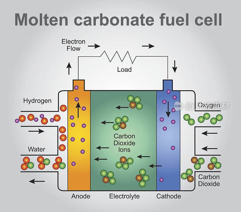 熔融碳酸盐燃料电池。向量图形。
