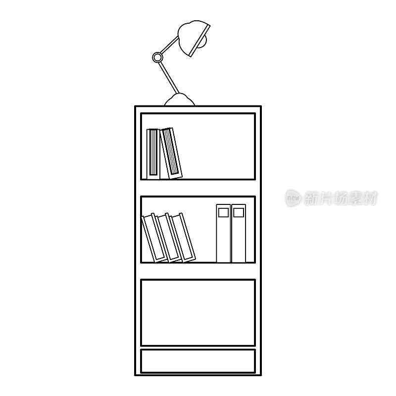 用书本和台灯排成教育书柜