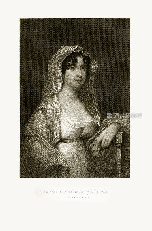 伊丽莎白·坦普尔，托马斯·温斯洛普夫人，大约1780年的雕刻肖像