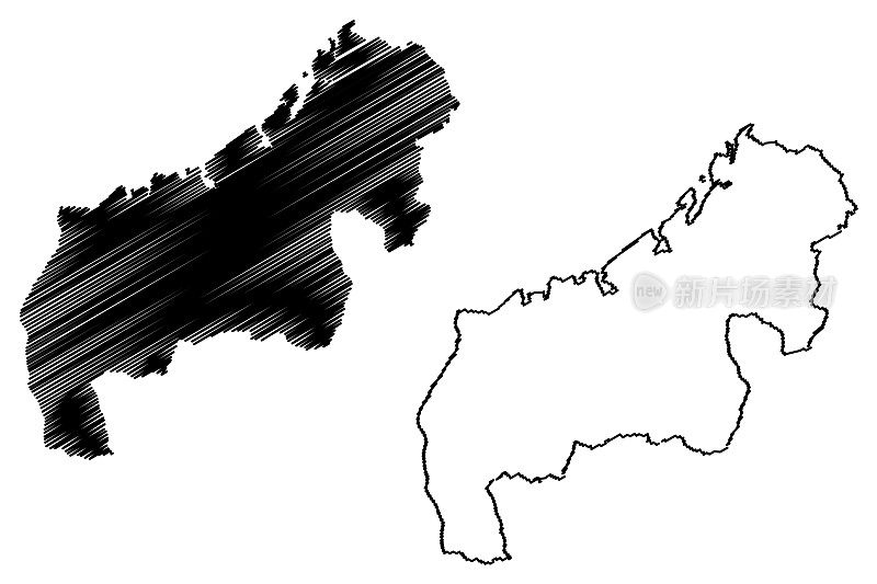 马哈羌省(马达加斯加，马达加斯加共和国)地图矢量图，手绘马哈羌地图