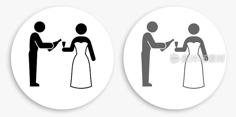 婚姻黑白圆形图标