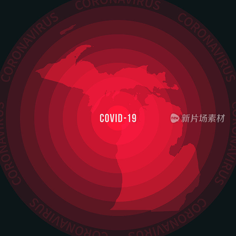 密歇根州COVID-19传播地图。冠状病毒爆发