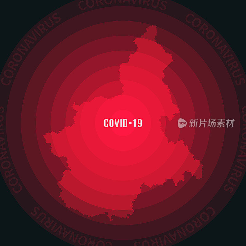 皮埃蒙特COVID-19传播地图。冠状病毒爆发