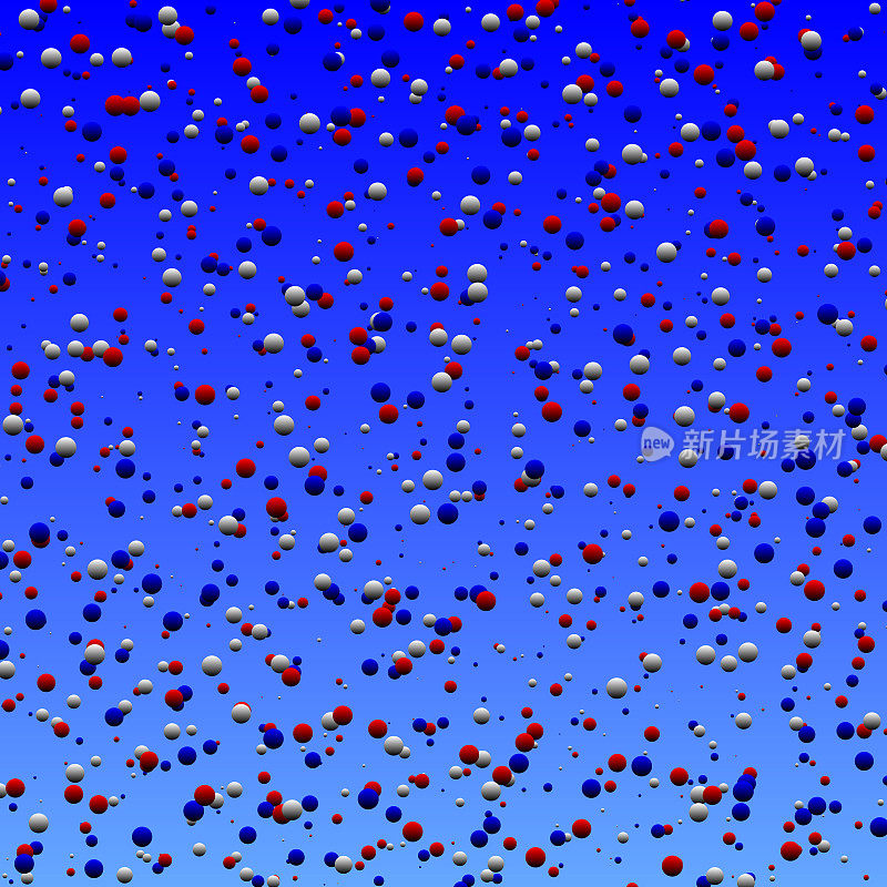 数以百计的红蓝白气球映衬着蓝天
