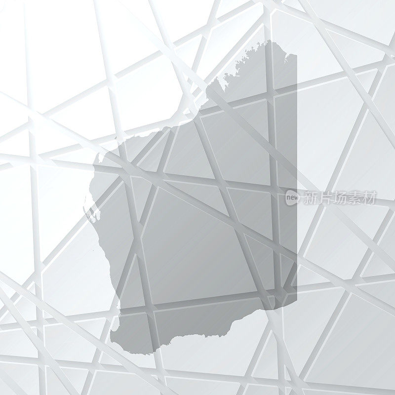 西澳大利亚地图与网状网络的白色背景