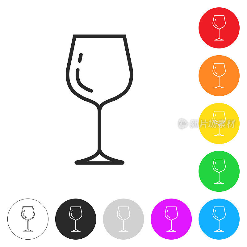 酒杯。按钮上不同颜色的平面图标