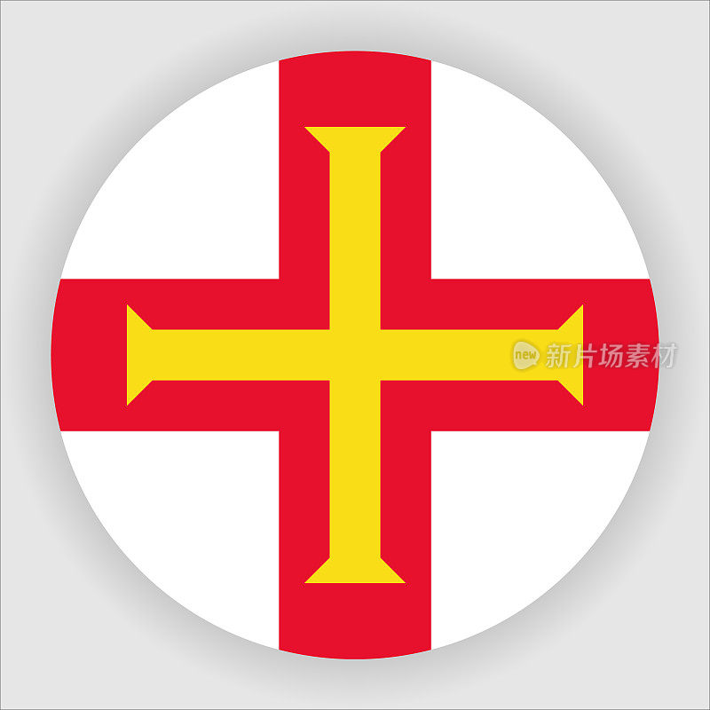 格恩西岛平坦的圆形国家国旗按钮图标