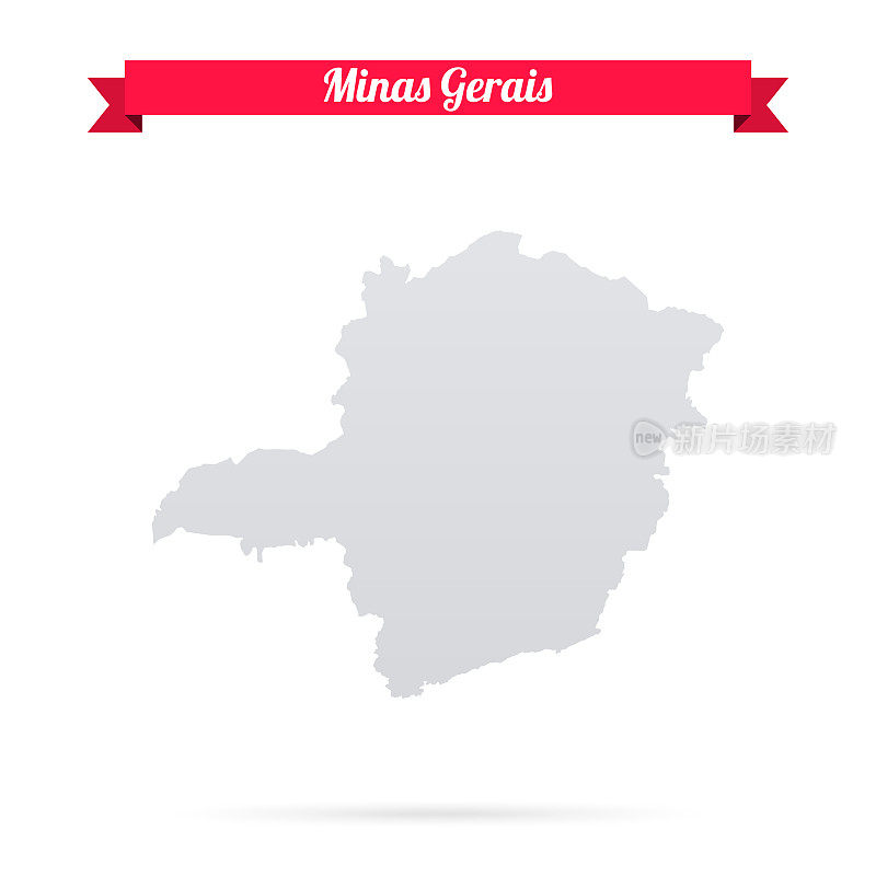 米纳斯吉拉斯州地图，白色背景，红色横幅