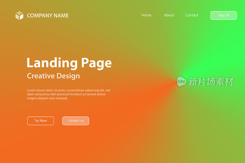 着陆页面模板-绿色抽象背景，径向渐变