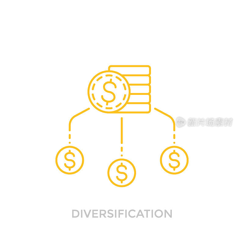 金融多元化行图标与硬币