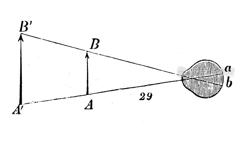 古董插图，物理原理和实验，光学:视角