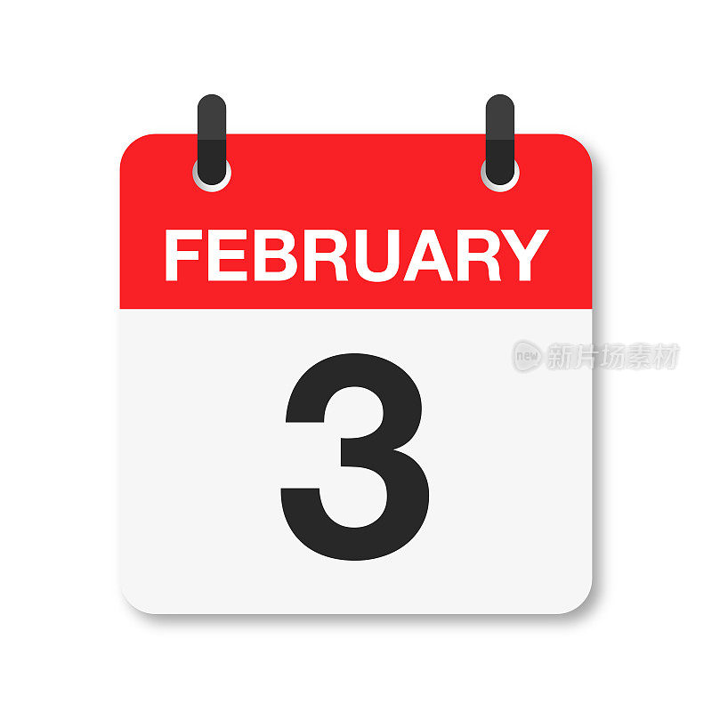 2月3日-每日日历图标-白色背景