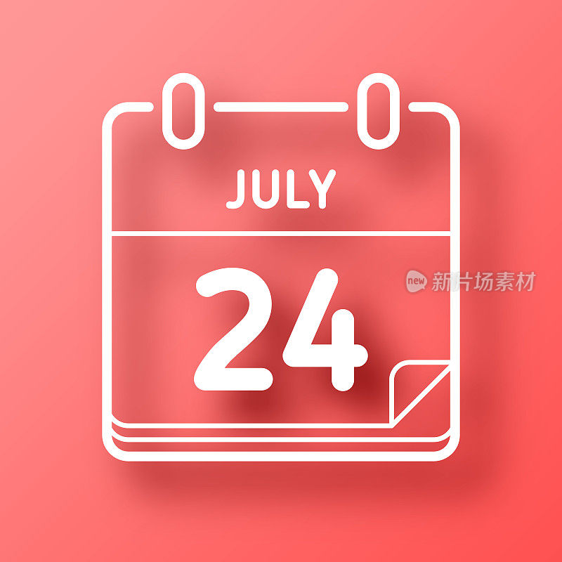 7月24日。图标在红色背景与阴影