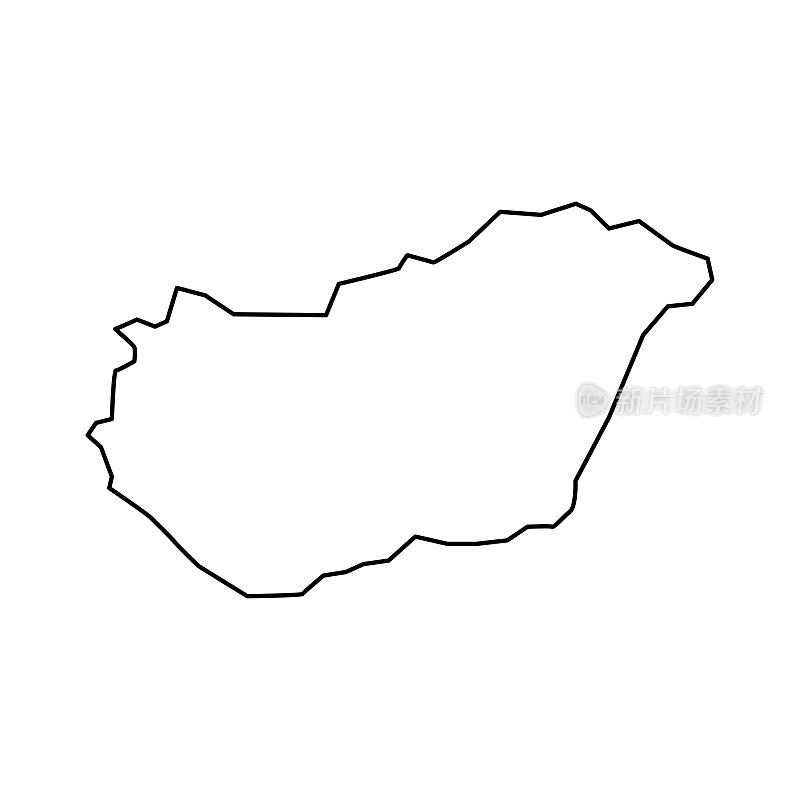 匈牙利的地图。匈牙利线性风格。线性图标