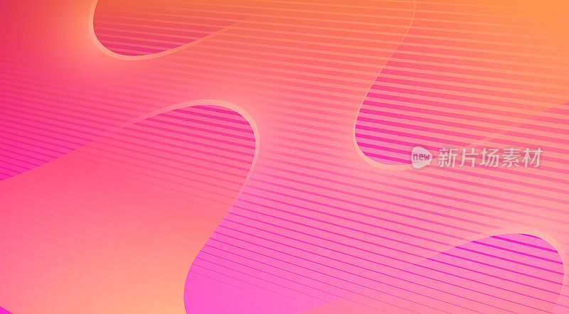 橙色和粉色抽象弯曲矢量形状的背景插图